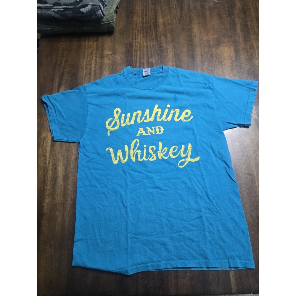 Sunshine And Whiskey Graphic T Shirt Womens Medium Teal Country Western‎